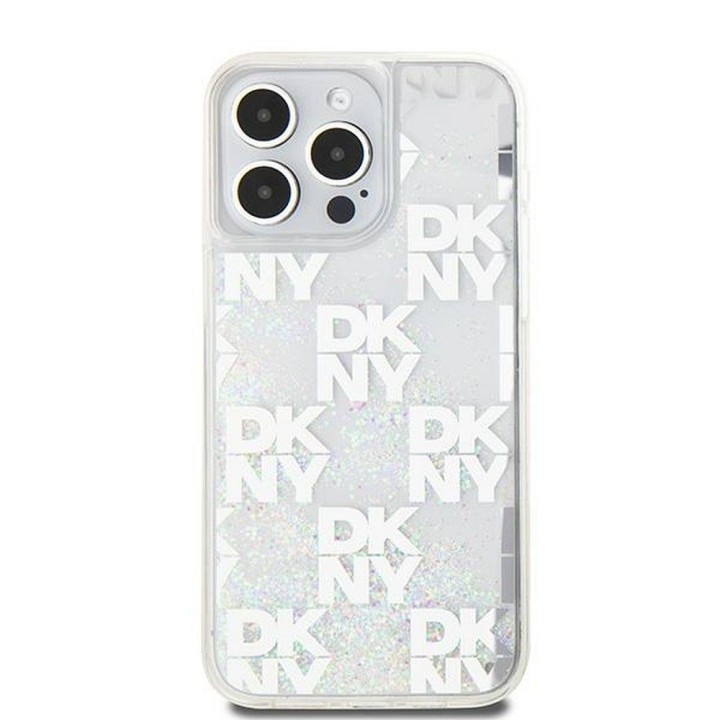 DKNY чехол для IPHONE 15 Pro Max DKHCP15XLCPEPT (DKNY HC Liquid Glitters W/Checkered Pattern) белый