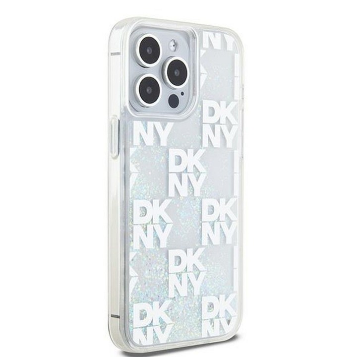 DKNY futerał do IPHONE 15 Pro Max DKHCP15XLCPEPT (DKNY HC Liquid Glitters W/Checkered Pattern) biały