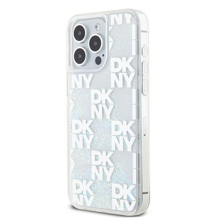 DKNY case for IPHONE 15 Pro Max DKHCP15XLCPEPT (DKNY HC Liquid Glitters W/Checkered Pattern) white