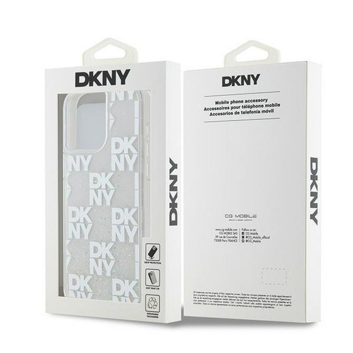 DKNY чехол для IPHONE 15 Pro Max DKHCP15XLCPEPT (DKNY HC Liquid Glitters W/Checkered Pattern) белый
