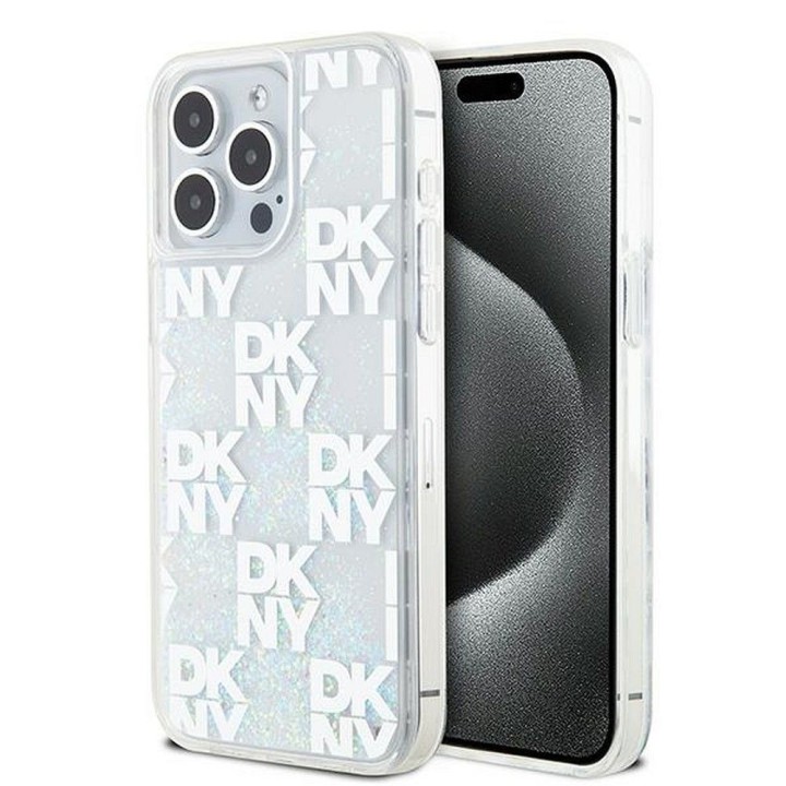 DKNY чехол для IPHONE 15 Pro Max DKHCP15XLCPEPT (DKNY HC Liquid Glitters W/Checkered Pattern) белый