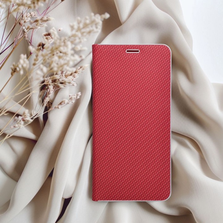 Чохол з клапаном для Huawei P30 LITE Luna Book Carbon червоний