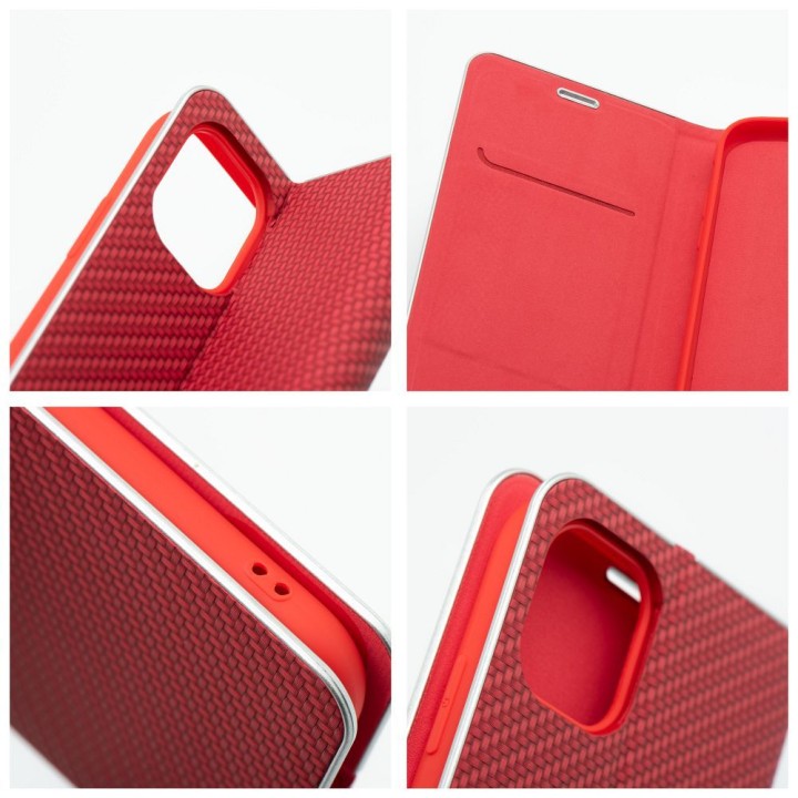 Etui z klapką na iPhone 11 Luna Book Carbon czerwone