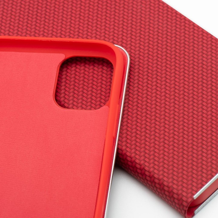 Flip case for iPhone 11 Luna Book Carbon red