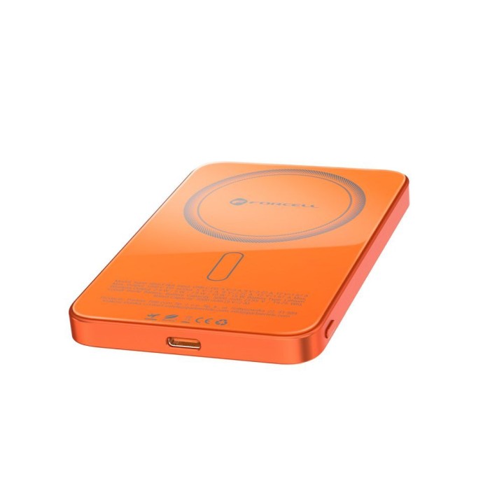 Повербанк сумісний з MagSafe Forcell F-Energy SuperSlim F5K8 QC4.0 PD3.0 15W 5000 mAh помаранчевий 0INT