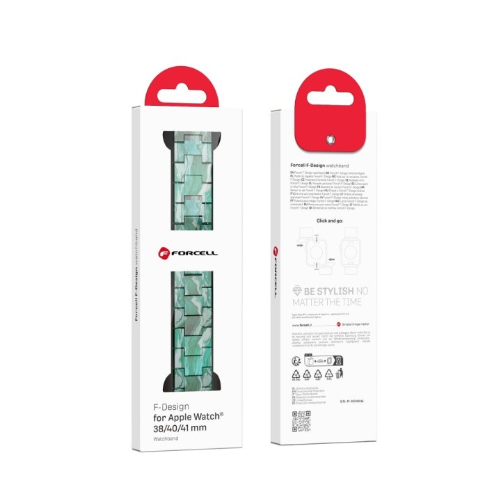 Pasek do Apple Watch Forcell F-Design FA04 zatrzask żywiczny marmurkowy 38 / 40 / 41 mm zielony