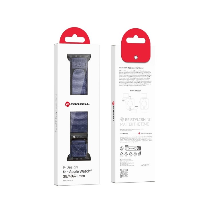 Strap for Apple Watch Forcell F-Design FA05 velcro nylon 38 / 40 / 41 mm blue