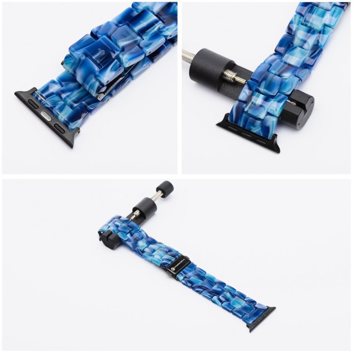 Strap for Apple Watch Forcell F-Design FA04 clasp, marbled resin 38 / 40 / 41 mm blue