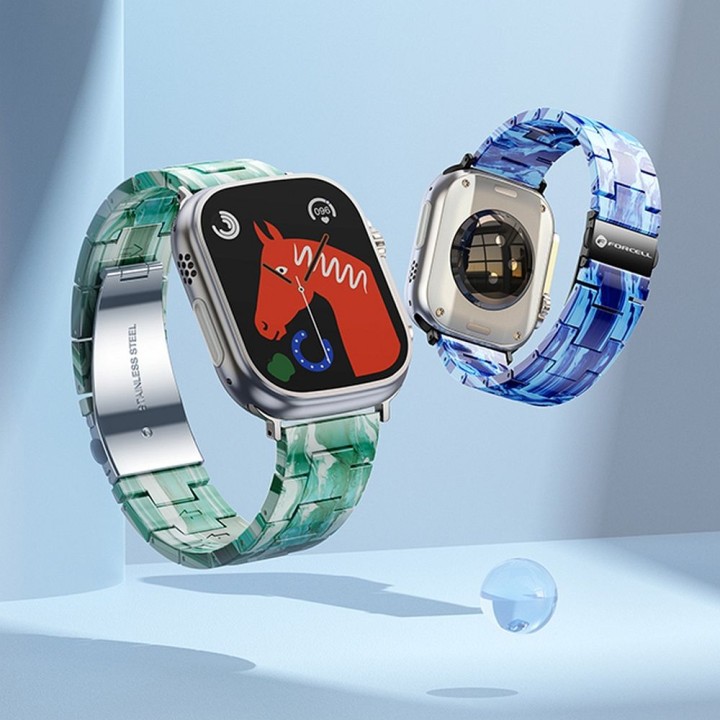 Strap for Apple Watch Forcell F-Design FA04 clasp, marbled resin 38 / 40 / 41 mm blue