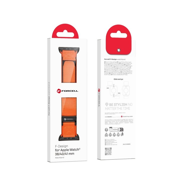 Strap for Apple Watch Forcell F-Design FA05 hook-and-loop, nylon 38 / 40 / 41 mm orange
