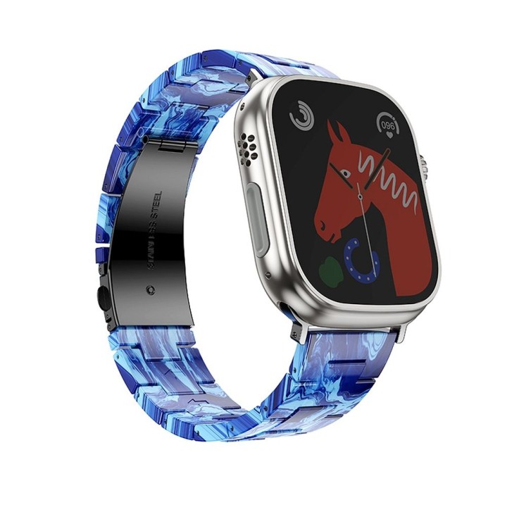 Strap for Apple Watch Forcell F-Design FA04 clasp, marbled resin 38 / 40 / 41 mm blue