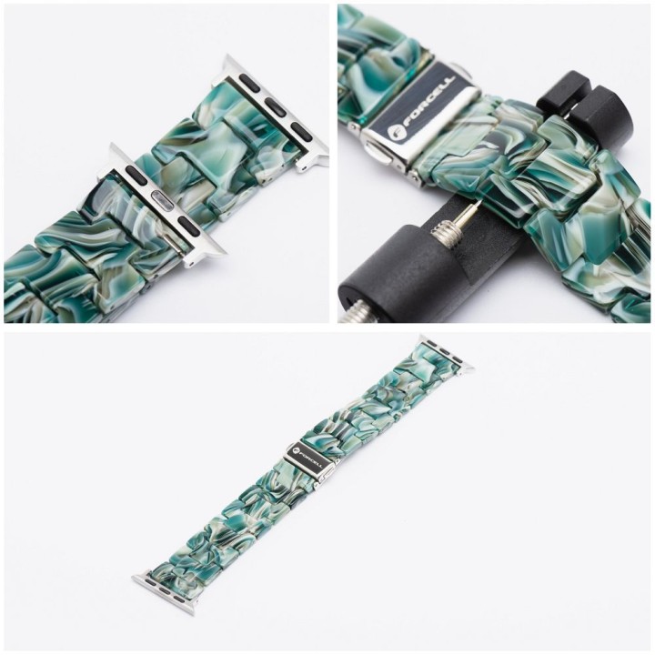 Strap for Apple Watch Forcell F-Design FA04 clasp, marbled resin 38 / 40 / 41 mm green