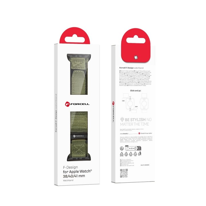Strap for Apple Watch Forcell F-Design FA05 hook-and-loop, nylon 38 / 40 / 41 mm green
