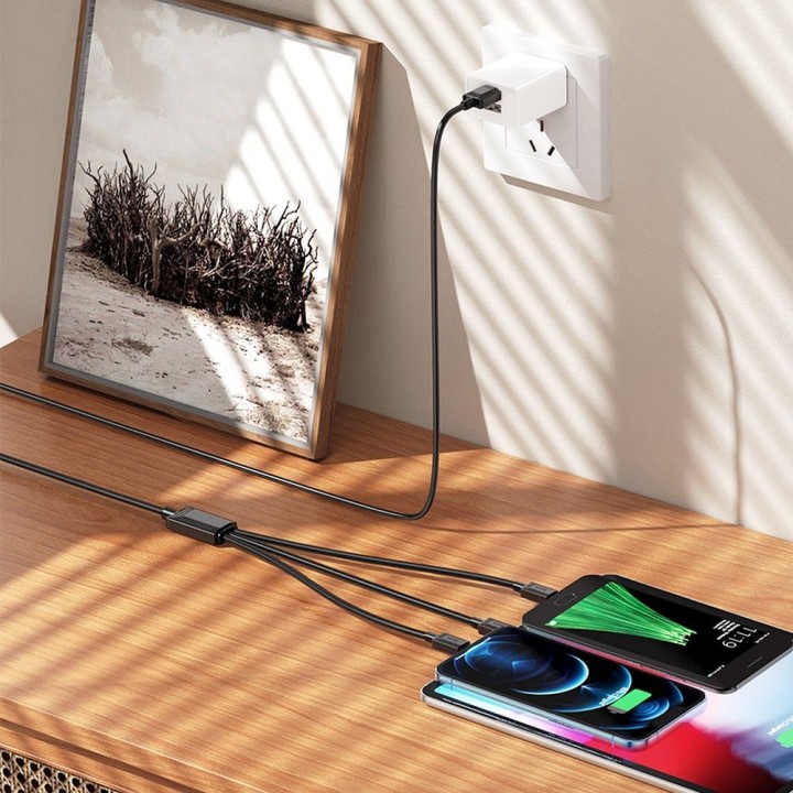 Кабель 3w1 USB A для Lightning / Micro USB / USB C Hoco 2A X74 1 m чорний