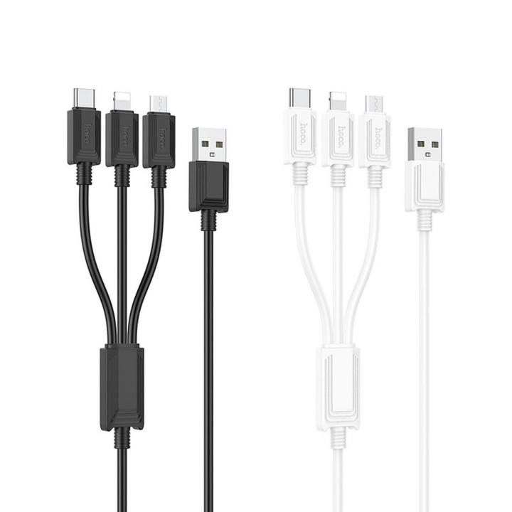 Кабель 3 в 1 USB A — Lightning / Micro USB / USB C Hoco 2A 1 m X74 белый