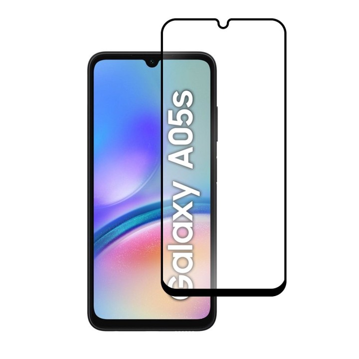 Tempered glass 5D for Samsung A05s (full glue / case friendly) Blue Star black