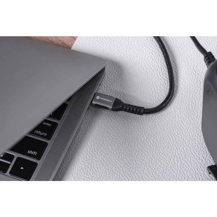 Кабель USB-C – Lightning Forcell F-Energy PD 3A 27W Cafule 1,2 m C259 чорний