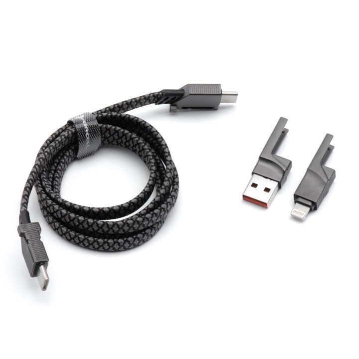 Кабель 4w1 USB C / USB A для USB C / Lightning Forcell F-Energy QC PD 3A 60W 1 m C241 chrom