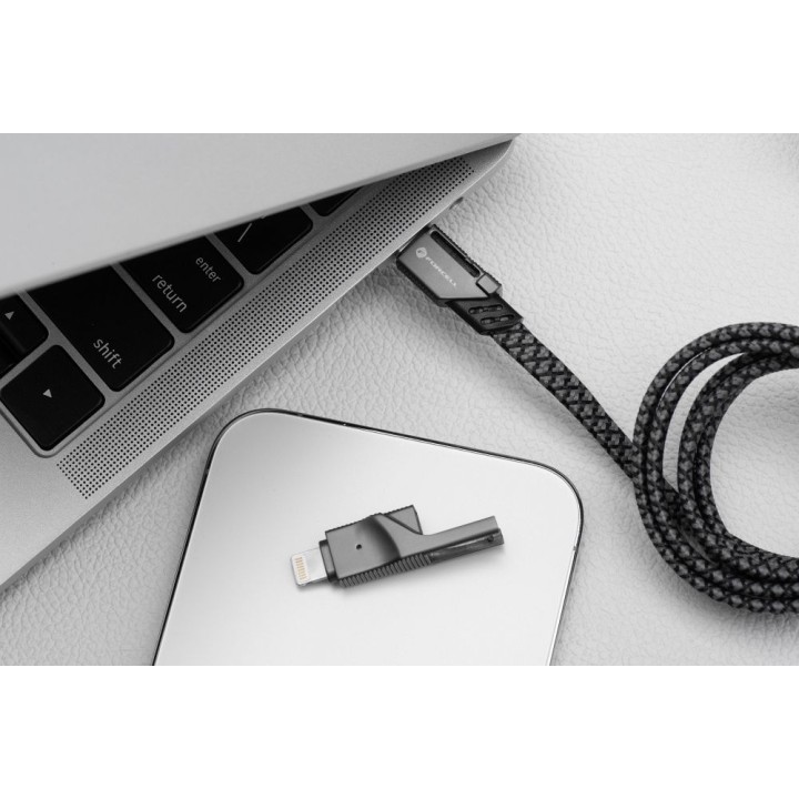 Kabel 4w1 USB C / USB A  do USB C / Lightning Forcell F-Energy QC PD 3A 60W 1 m C241 chrom
