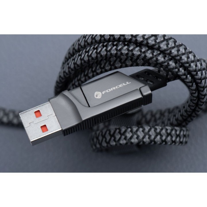 Kabel 4w1 USB C / USB A  do USB C / Lightning Forcell F-Energy QC PD 3A 60W 1 m C241 chrom