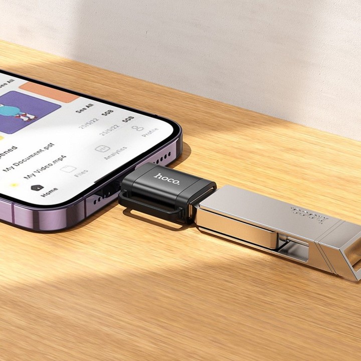 Адаптер OTG Lightning для USB A Hoco UA31A чорний