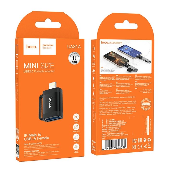 OTG adapter Lightning to USB A Hoco UA31A black