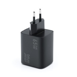 Wall charger for phone Blue Star GaN 2 x USB C + USB A QC4.0 PD 4A 65W VT-43 black
