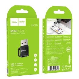 Adapter OTG USB A do USB C Hoco 3A UA31D czarny