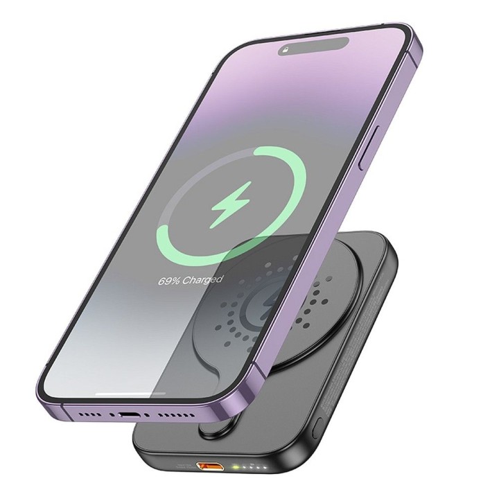 Повербанк сумісний з MagSafe Hoco 5000 mAh QC PD 18W J117 чорний