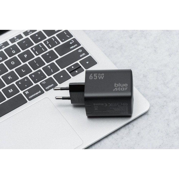 Сетевое зарядное устройство для телефона Blue Star GaN 2 x USB C + USB A QC4.0 PD 4A 65W VT-43 черное