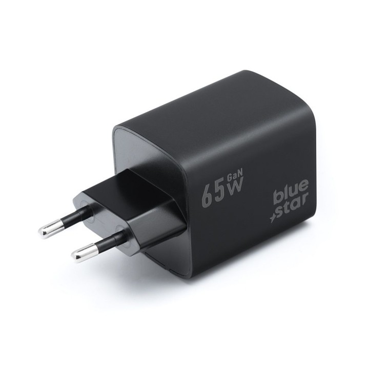 Wall charger for phone Blue Star GaN 2 x USB C + USB A QC4.0 PD 4A 65W VT-43 black