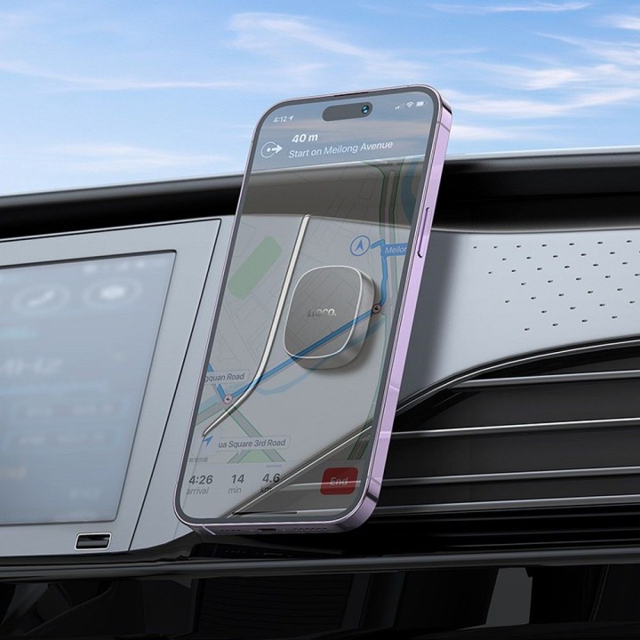 Magnetic car phone holder Hoco for dashboard H52 grey