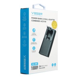 Powerbank Veger ACE100 (W1146) PD QC3.0 20W 10000 mAh czarny 0INT