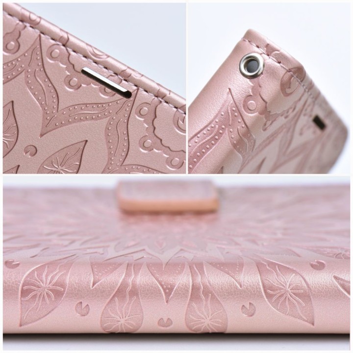 Чехол с клапаном для iPhone 13 Mezzo Book мандала цвета розового золота