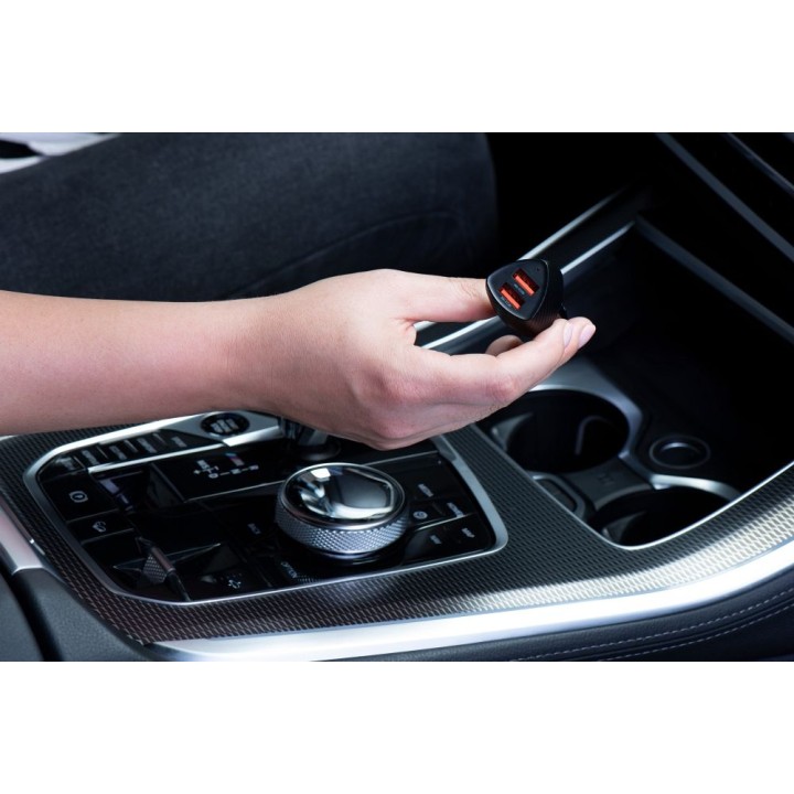 Car charger Forcell F-Energy Carbon 2 x USB A QC3.0 3A 36W CC50-2A black