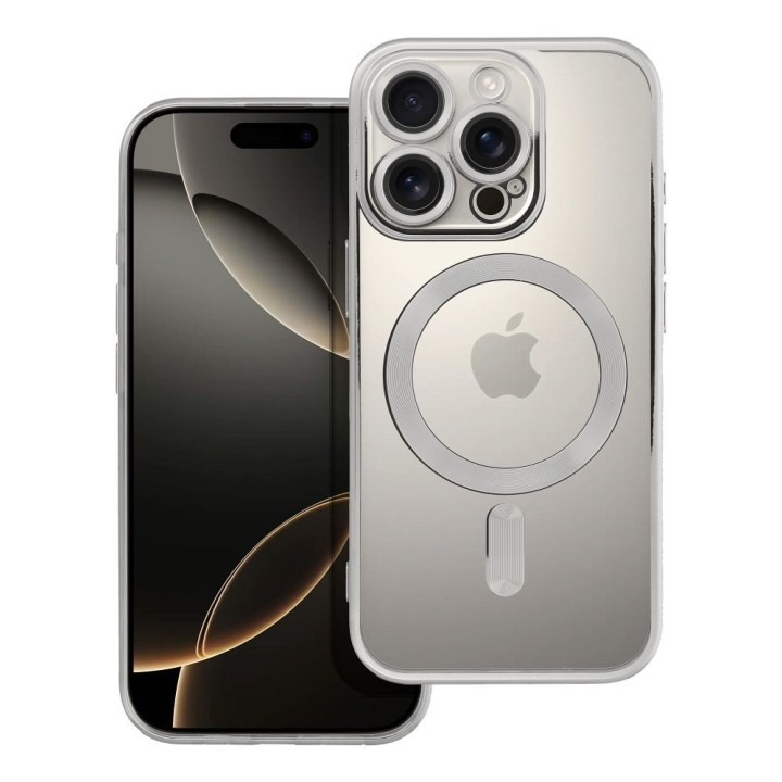 Чехол для iPhone 16 PRO Electro Mag Cover совместимый с MagSafe серебристый