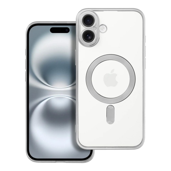 Case for iPhone 16 PLUS Electro Mag Cover compatible with MagSafe silver