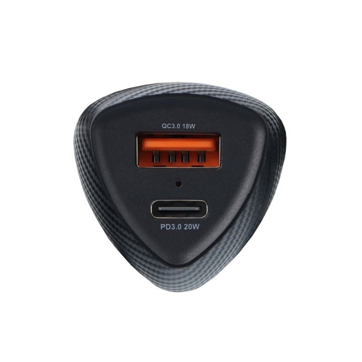 Car charger Forcell F-Energy Carbon USB C + USB A QC3.0 PD 3A 38W CC50-1A1C black