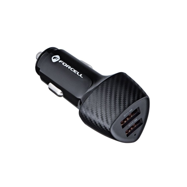 Автомобільний зарядний пристрій Forcell F-Energy Carbon 2 x USB A QC3.0 3A 36W CC50-2A чорний