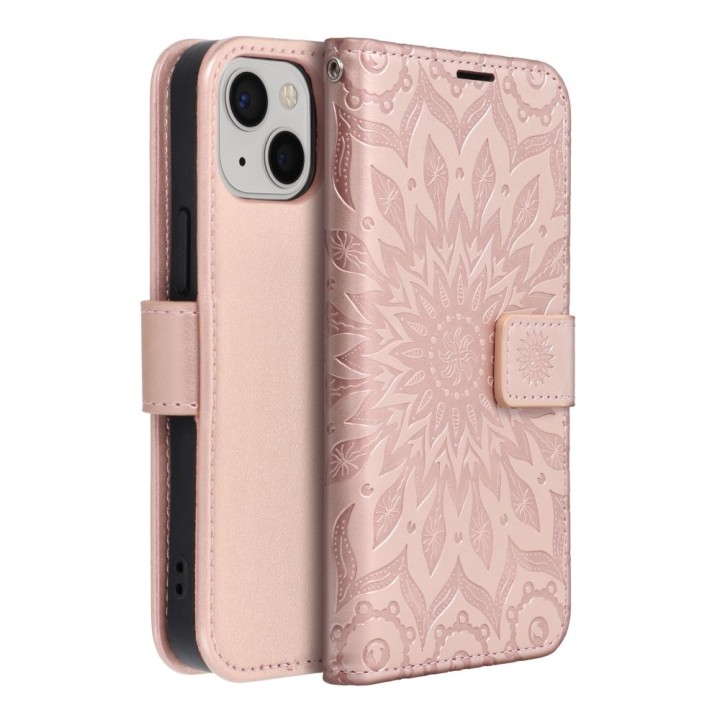 Чехол с клапаном для iPhone 13 MINI Mezzo Book mandala розовое золото