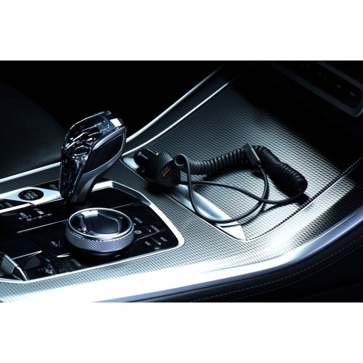 Car charger Forcell F-Energy Carbon USB A QC3.0 PD 3A 38W with cable USB C CC50-1AC black