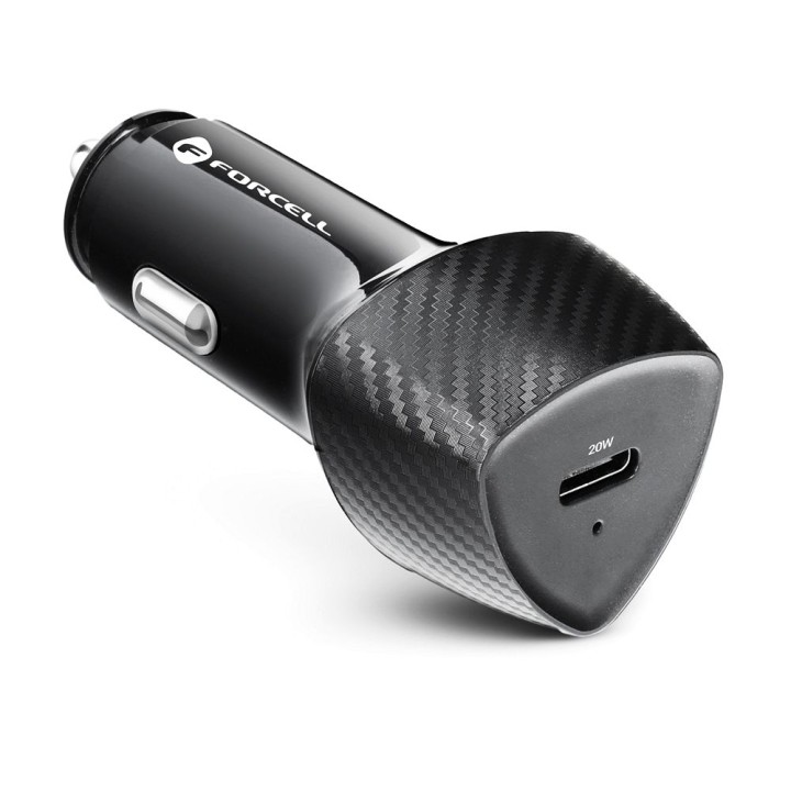 Car charger Forcell F-Energy Carbon USB C QC3.0 PD 3A 20W CC50-1C black