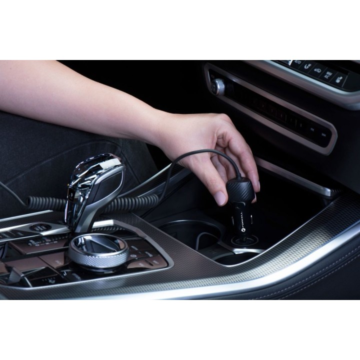Car charger Forcell F-Energy Carbon USB A QC3.0 PD 3A 38W with cable USB C CC50-1AC black
