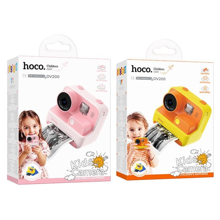 Цифровая камера для детей с принтером Hoco 1MP 2,0" HD Ready DV200 желтая