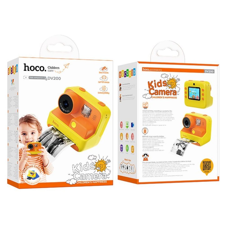 Aparat cyfrowy dla dzieci z drukarką Hoco 1MP 2,0" HD Ready DV200 zółty