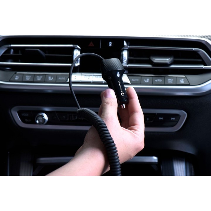 Автомобильное зарядное устройство Forcell F-Energy Carbon USB A QC3.0 PD 3A 38W с кабелем USB C CC50-1AC черное