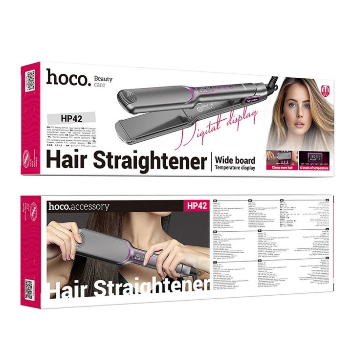 Hair straightener Hoco with display HP42 grey