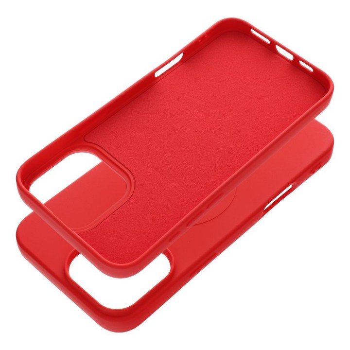 Case for iPhone 16 PRO MAX Silicone Mag Cover compatible with MagSafe (big hole) red