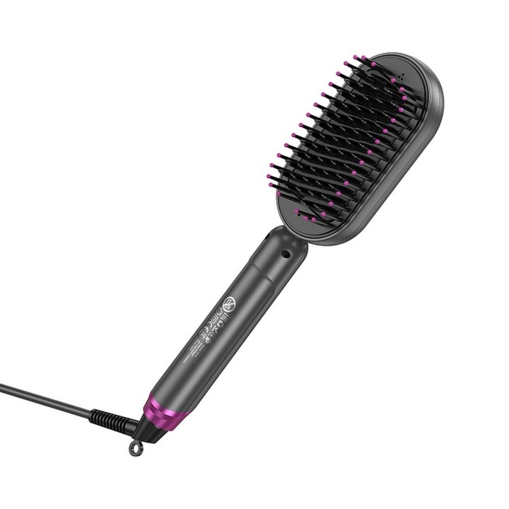 Hair straightener Hoco with comb and display HP44 red-pink