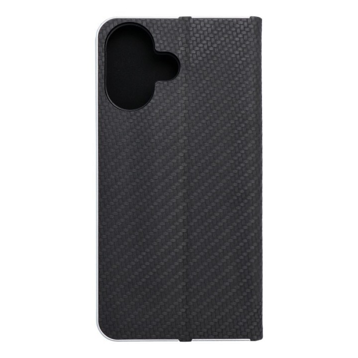 Чохол з клапаном для iPhone 16 Luna Book Carbon чорний